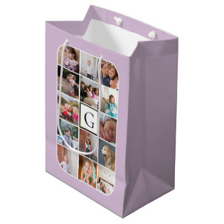 Sac Cadeau Moyen Faites votre propre photo collage, monogramme lava