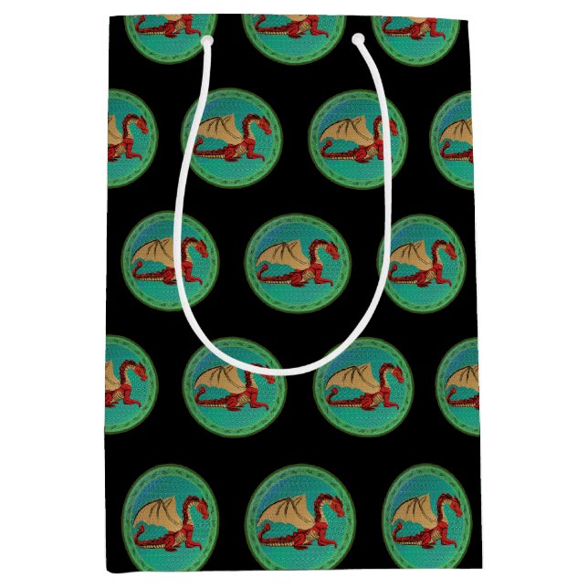 Sac Cadeau Moyen Fantastic Dragon Red and Green v11 (Devant)