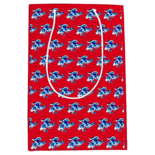 Sac Cadeau Moyen Fantasy Blue Frost Dragon – Créature Mythique Roug (Devant)
