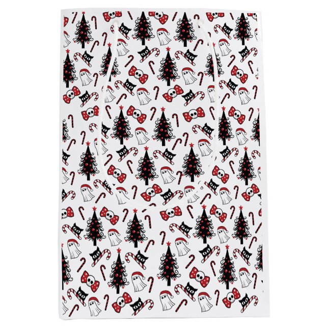 Sac Cadeau Moyen Fantôme crânien déplaisant et chat vampire (Devant)