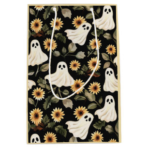 Sac Cadeau Moyen Fantômes de goth d'été et tournesols Éffrayants