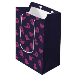 Sac Cadeau Moyen Fantômes Rose Foncé Violet Sombre Halloween