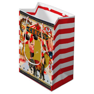 Sac Cadeau Moyen Faveur de fête d'anniversaire de cirque rétro vint