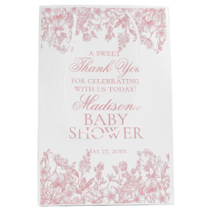 Sac Cadeau Moyen Faveurs de Baby Shower Floral Vintage Chinoiserie