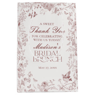 Sac Cadeau Moyen Faveurs de brunch de mariage en toile de Jouy flor