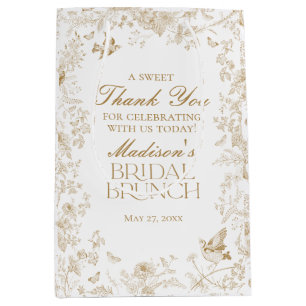 Sac Cadeau Moyen Faveurs de brunch de mariage floral Toile De Jouy 