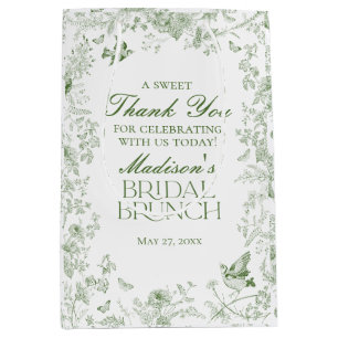 Sac Cadeau Moyen Faveurs de brunch de mariage floral vert Toile de