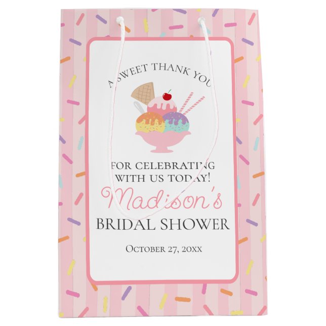 Sac Cadeau Moyen Faveurs de mariage pour la mariée avec une glace à (Devant)