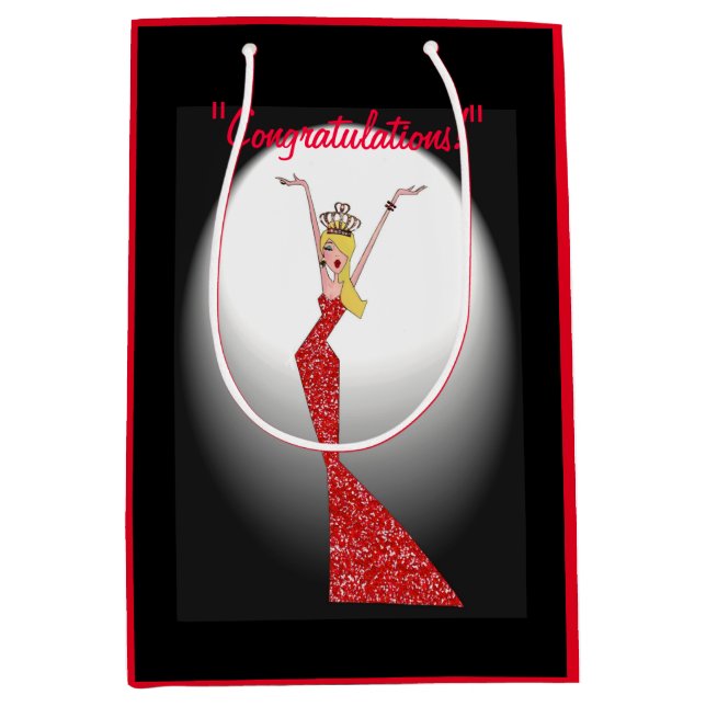 Sac Cadeau Moyen "Félicitations !" DIVA Super Star ! (Devant)