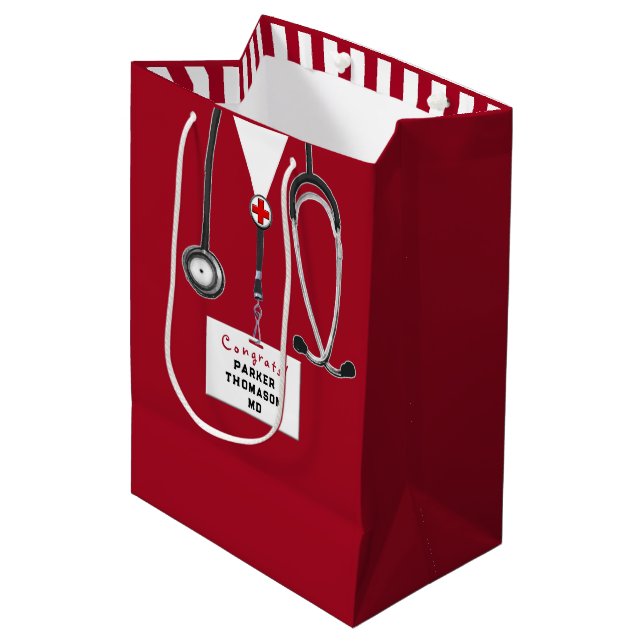 Sac Cadeau Moyen Félicitations École de Médecine d (Devant Angle)