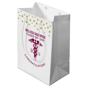 Sac Cadeau Moyen Félicitations infirmière RN Diplômé Red Caduceus