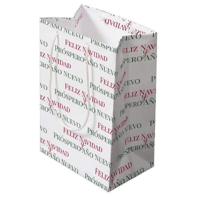 Sac Cadeau Moyen Feliz Navidad y Prospero Año Nuevo (Dos Angle)