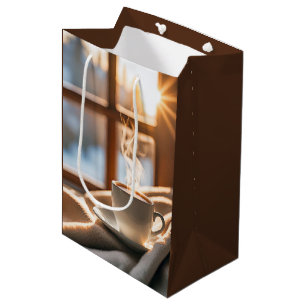 Sac Cadeau Moyen Fenêtre Café par hiver