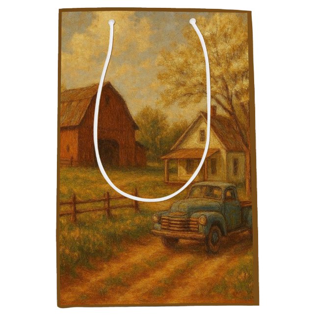 Sac Cadeau Moyen Ferme printanière vintage/rustique  (Devant)