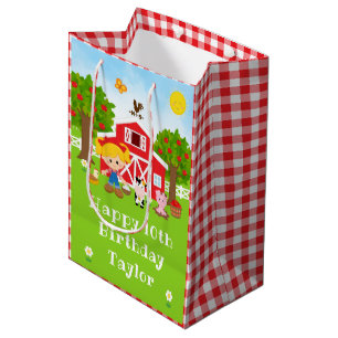 Sac Cadeau Moyen Ferme Red Grange Blonde Coiffeuse fille Joyeux ann