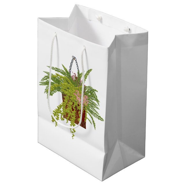 Sac Cadeau Moyen Fern Ivy Hanging Plant Botanical Illustration Art (Devant Angle)