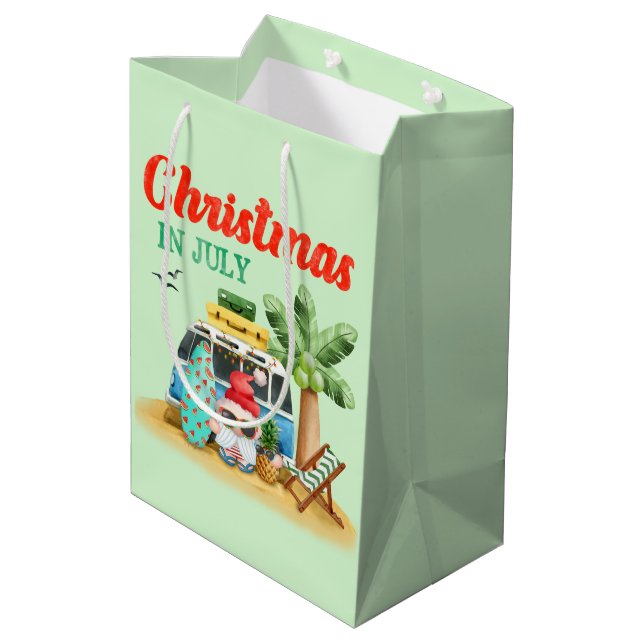 Sac Cadeau Moyen Festif Noël Juillet plage Père Noël gnome (Dos Angle)