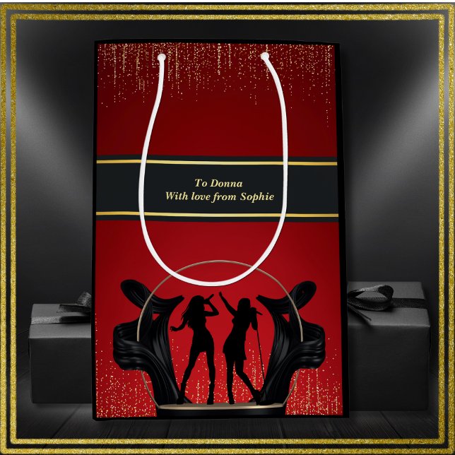 Sac Cadeau Moyen Festival de musique moderne Karaoke Anniversaire C (Modern Music Party Karaoke Birthday Gift Bag)