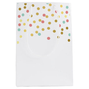 Sac Cadeau Moyen FESTIVE CONFETTI SPOT mignon motif corail menthe d