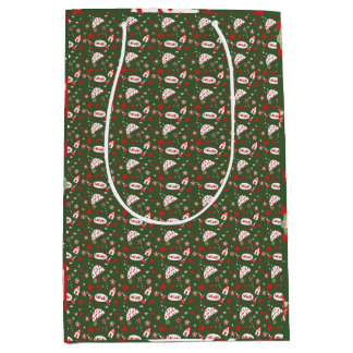 Sac Cadeau Moyen Festive Gift Wrap Green Black Pattern
