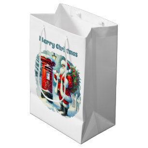 Sac Cadeau Moyen Festive Joyeux Noël Père Noël personnalisable
