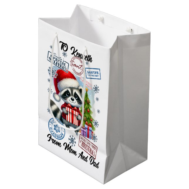 Sac Cadeau Moyen Festive Raccoon Santa Sack & treat (Devant Angle)