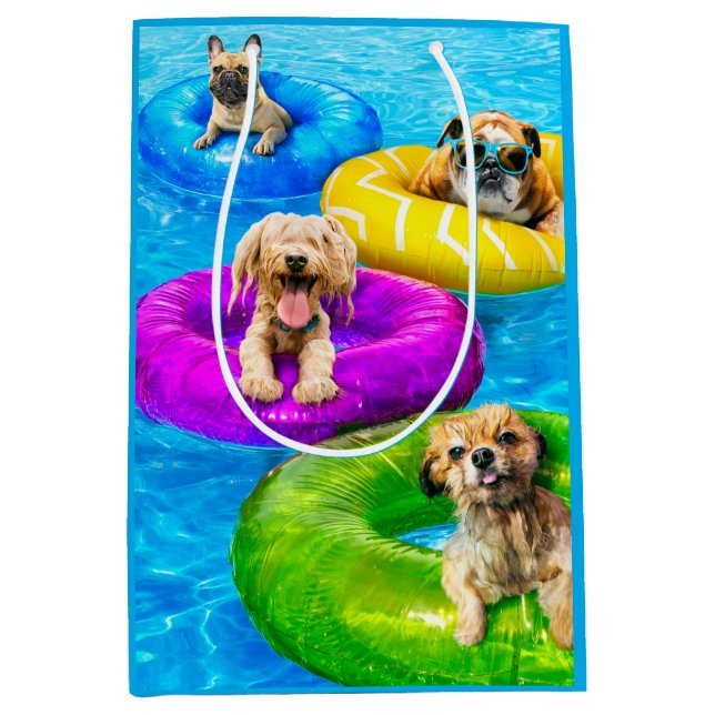 Sac Cadeau Moyen Fête au bassin pour chiens (Devant)