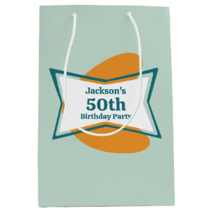 Sac Cadeau Moyen Fête d'anniversaire 50 ans Rétro Milieu du siècle