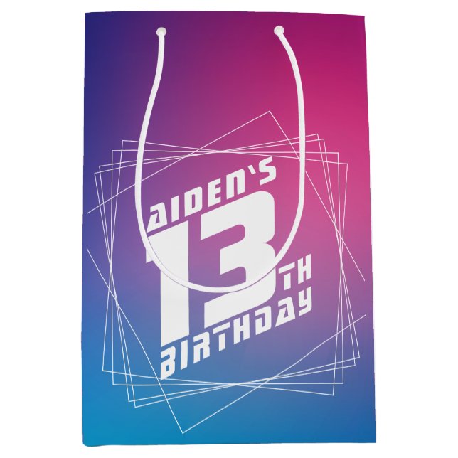 Sac Cadeau Moyen Fête d'anniversaire du garçon cool (Devant)