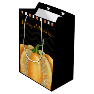 Sac Cadeau Moyen Fête d'anniversaire Halloween Citrouille Étincelle