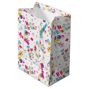 Sac Cadeau Moyen Fête d'anniversaire pour enfants Nom personnalisé