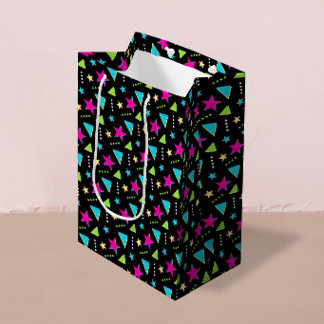 Sac Cadeau Moyen Fête d'anniversaire rétro colorée de style Memphis
