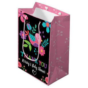 Sac Cadeau Moyen Fête de Bébé Florale Mexicaine Lumineuse