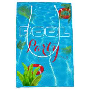 Sac Cadeau Moyen Fête de la piscine tropicale Anniversaire d'été