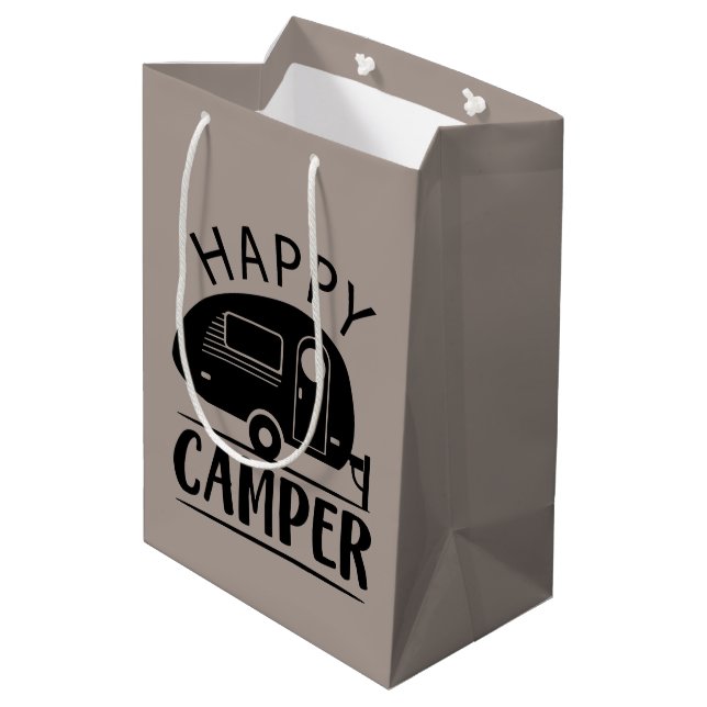 Sac Cadeau Moyen fête de l'art du mot 'Happy Camper' (Dos Angle)