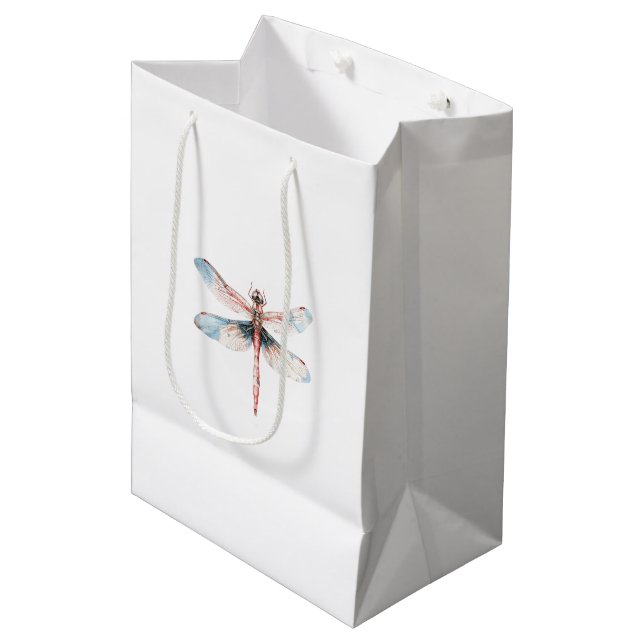 Sac Cadeau Moyen Fête de Mariage Blue Dragonfly (Devant Angle)