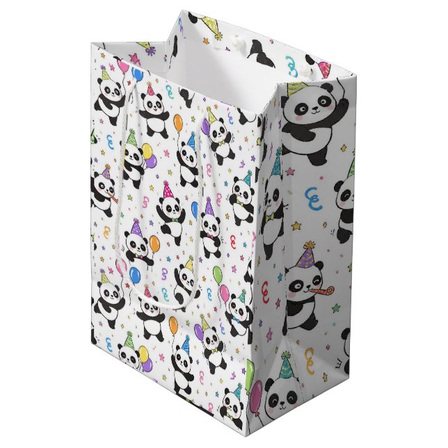 Sac Cadeau Moyen Fête de Panda (Devant Angle)