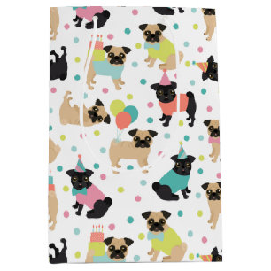 Sac Cadeau Moyen Fête de Pug Birthday