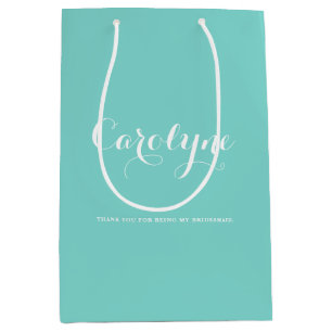 Sac Cadeau Moyen Fête des mariées de servante personnalisée en bleu