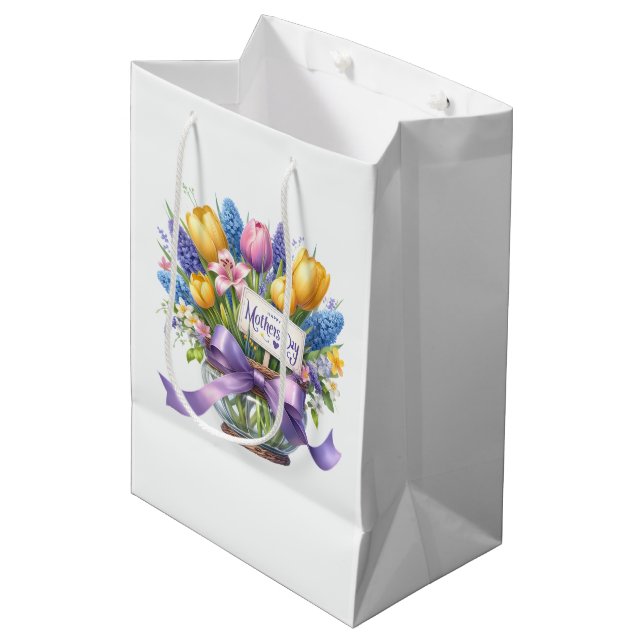 Sac Cadeau Moyen Fête des Mères  (Devant Angle)