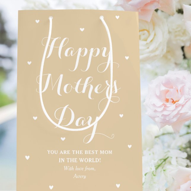 Sac Cadeau Moyen Fête des mères élégante Nom personnalisé Pale Gold (Créateur téléchargé)