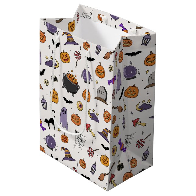 Sac Cadeau Moyen Fête d'Halloween (Devant Angle)