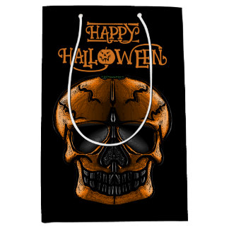 Sac Cadeau Moyen Fête d'Halloween Crâne de Citrouille