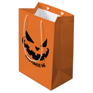 Sac Cadeau Moyen Fête d'Halloween Orange Personnalisé Jack-o'-lante