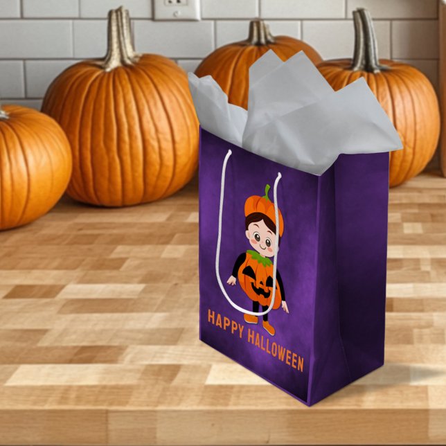 Sac Cadeau Moyen Fête d'Halloween pour enfants Citrouille (Créateur téléchargé)