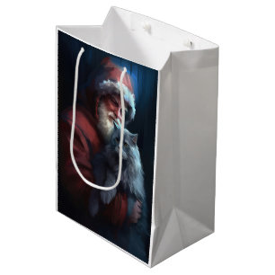 Sac Cadeau Moyen Fête du Père Noël du chat bleu russe
