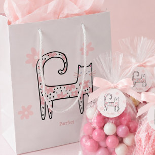Sac Cadeau Moyen Fête parfaite pour chat rose moderne et fantaisist
