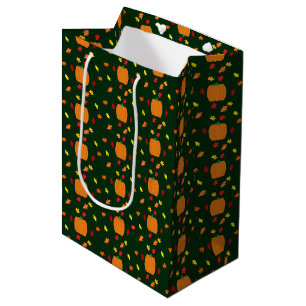 Sac Cadeau Moyen Feuilles automnales citrouilles