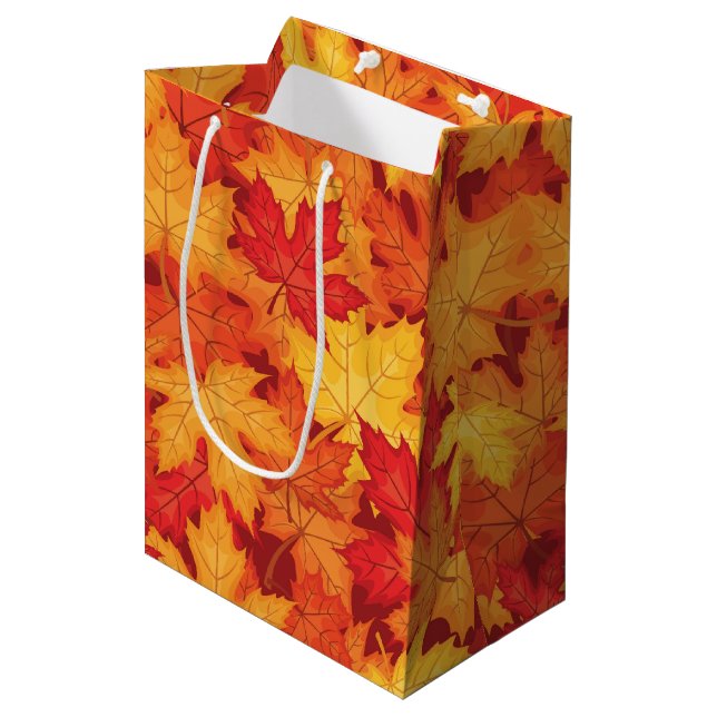 Sac Cadeau Moyen Feuilles d'automne (Devant Angle)