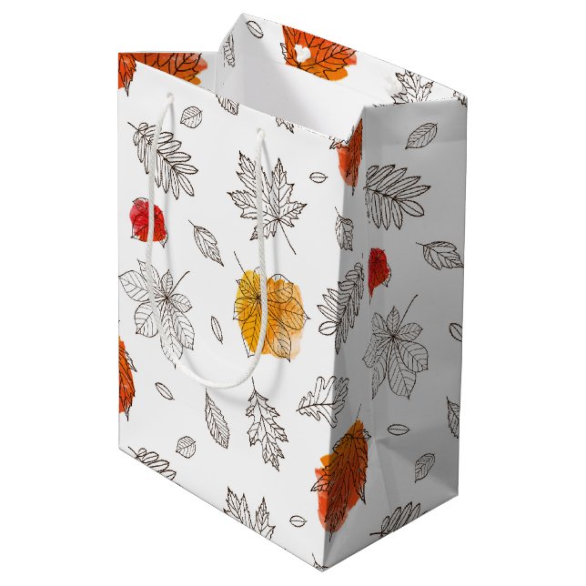Sac Cadeau Moyen Feuilles d'automne (Dos Angle)
